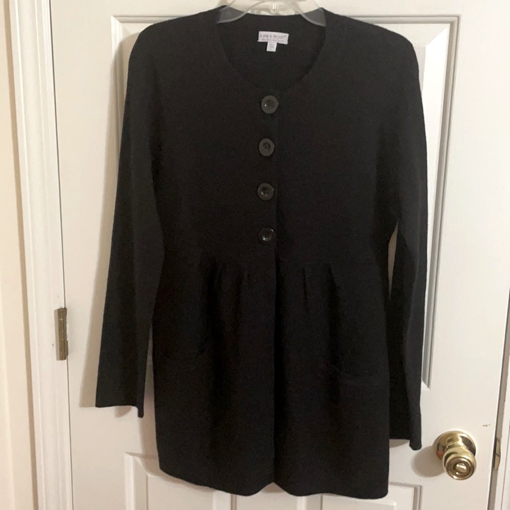 Women’s Maternity Black Button Sweater Jacket, Size Medium